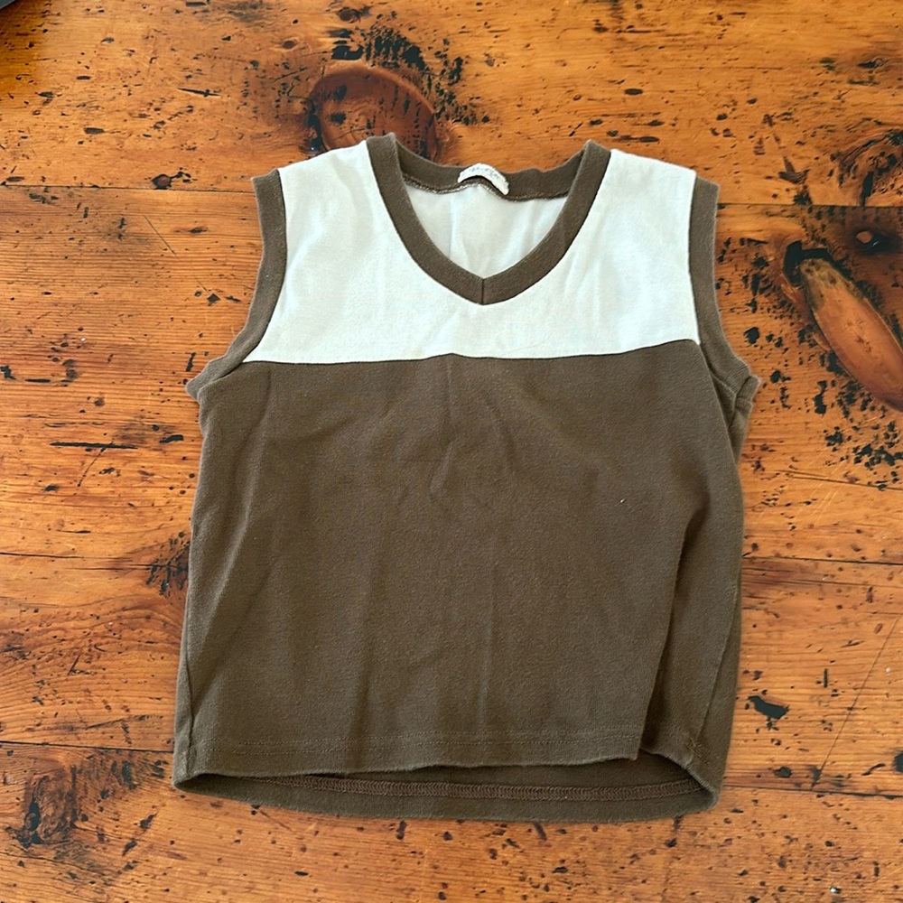 Brown and crème cute cropped top